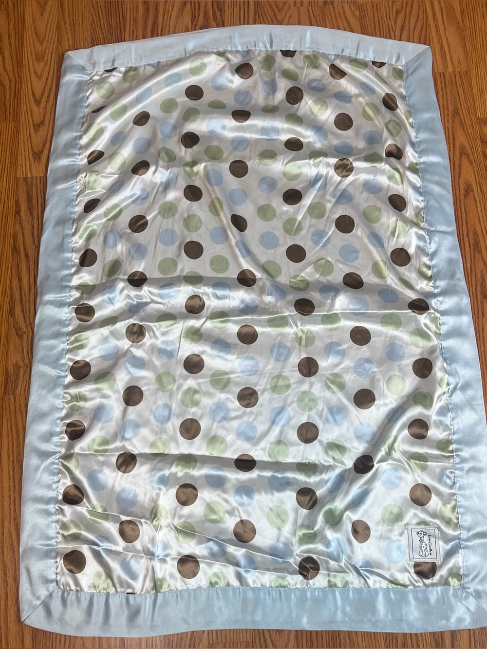 Little Giraffe Luxe Blue Polka Dot Baby Blanket – Satin & Velvet Soft USA